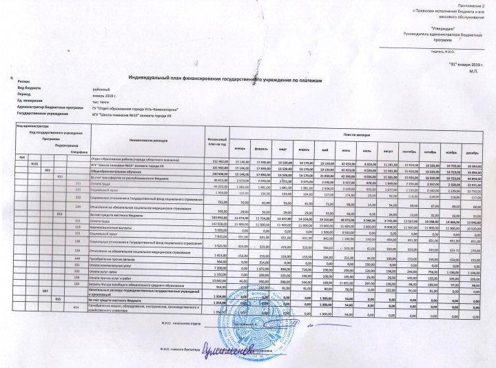 Индивидуальный план финансирования государственного учреждения по платежам