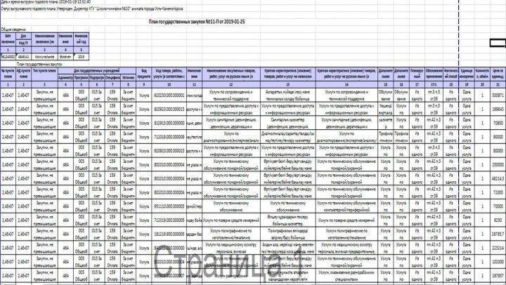 План государственных закупок №11-П от 2019-01-25
