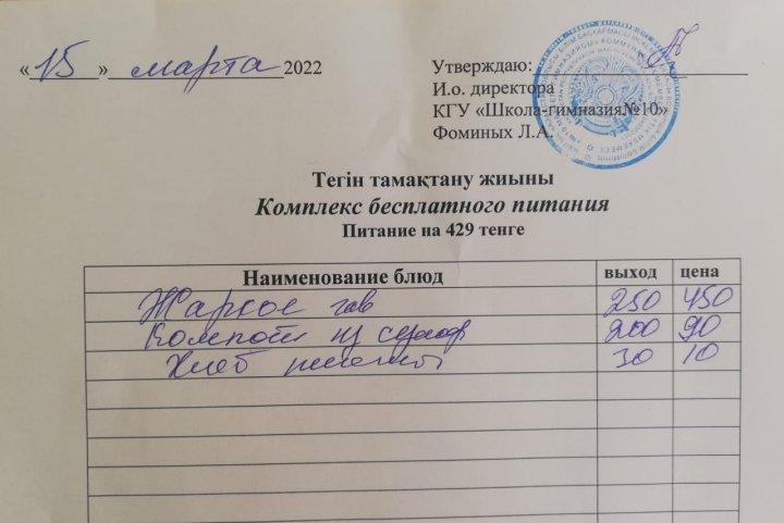 Меню на 15 марта